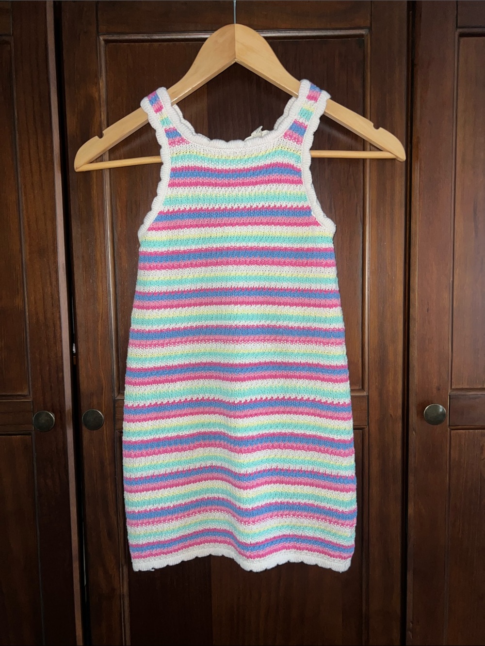 Jessica Simpson Rainbow Striped Crochet Knit Maxi Dress Girls Size 6